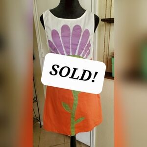 Smak Parlour for Unique Vintage 60s Flower Power Mini Dress 2 Tone Size S